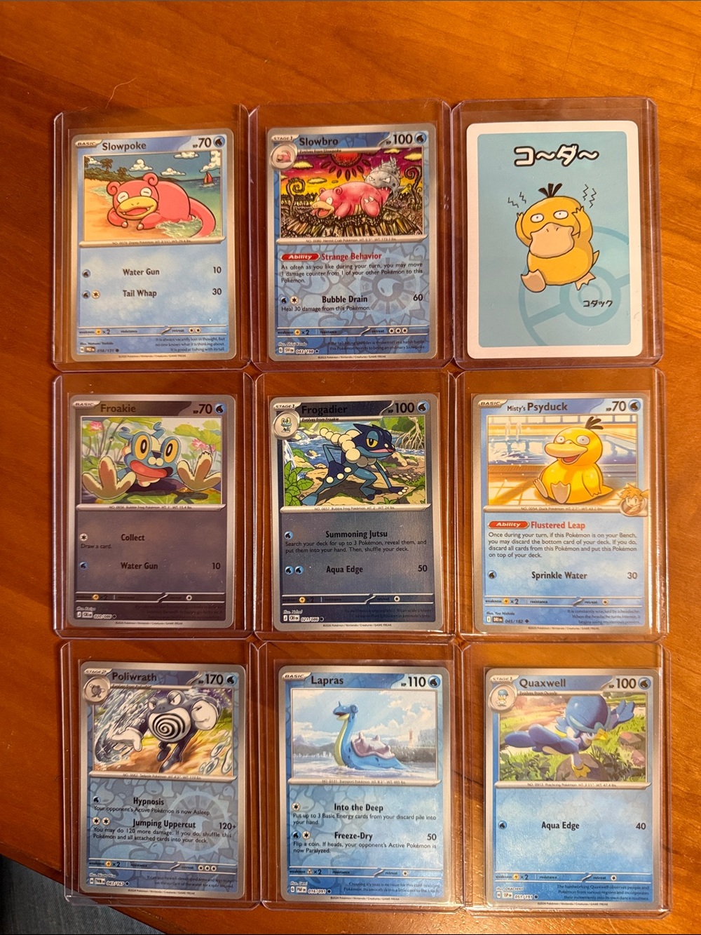 Pokemon Blue Water-Type Card Lot Featuring Slowpoke, Psyduck, Lapras & More